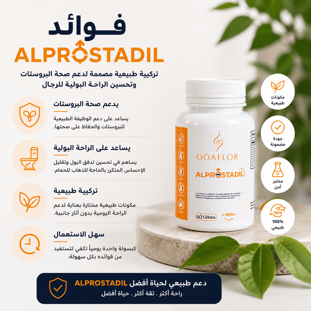 كبسولات لتحسين صحة البروستاتا - 60 كبسولة ODAFLOR™